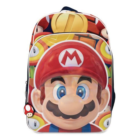 Super Mario Backpack, 12 X 5 X 16, Multicolor
