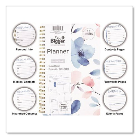 Academic Year Weekly/monthly Planner, Floral Artwork, 8.75 X 5.5, Multicolor Cover, 12-month (july To June): 2026 To 2027