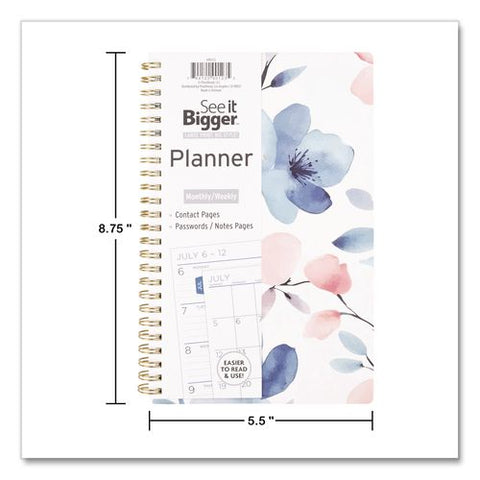 Academic Year Weekly/monthly Planner, Floral Artwork, 8.75 X 5.5, Multicolor Cover, 12-month (july To June): 2026 To 2027