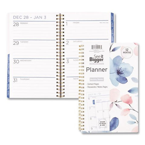 Academic Year Weekly/monthly Planner, Floral Artwork, 8.75 X 5.5, Multicolor Cover, 12-month (july To June): 2026 To 2027