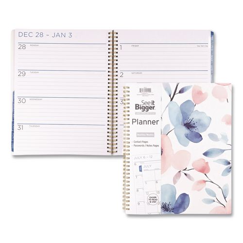 Academic Year Weekly/monthly Planner, Floral Artwork, 11 X 9, Multicolor Cover, 12-month (july To June): 2026 To 2027