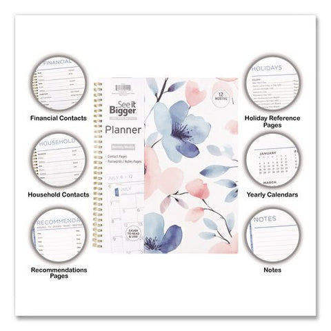 Academic Year Weekly/monthly Planner, Floral Artwork, 11 X 9, Multicolor Cover, 12-month (july To June): 2026 To 2027