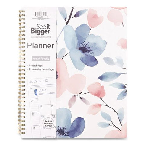Academic Year Weekly/monthly Planner, Floral Artwork, 11 X 9, Multicolor Cover, 12-month (july To June): 2026 To 2027