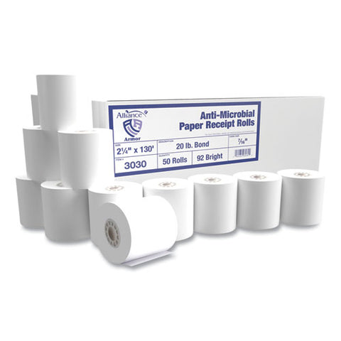 Armor Antimicrobial Receipt Roll Paper, 2.25" X 130 Ft, White, 50/carton