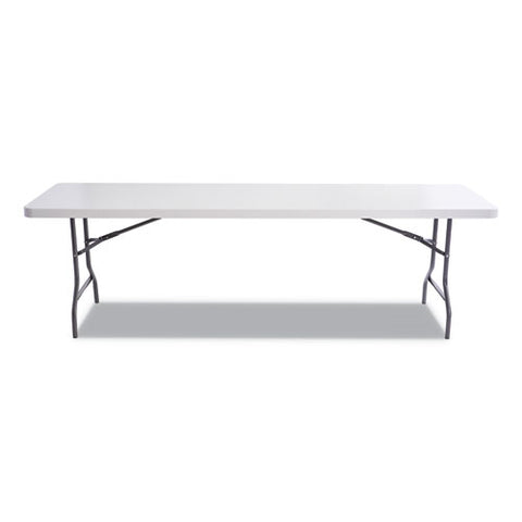 Resin Rectangular Folding Table, Square Edge, 96w X 30d X 29h, Platinum