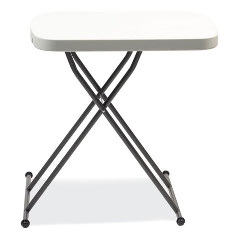 Height-adjustable Personal Folding Table, Rectangular, 25.6" X 17.7" X 19" To 28", White Top, Dark Gray Legs