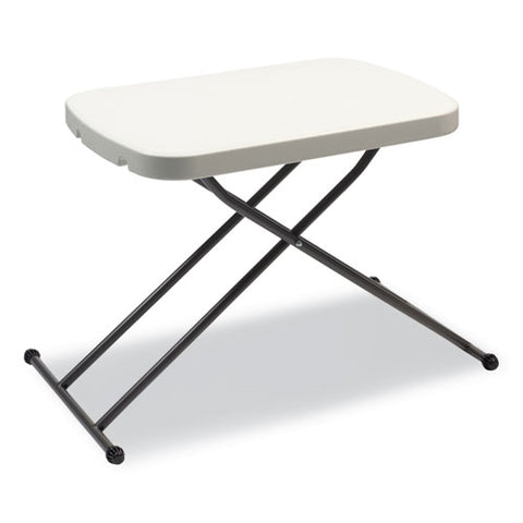 Height-adjustable Personal Folding Table, Rectangular, 25.6" X 17.7" X 19" To 28", White Top, Dark Gray Legs