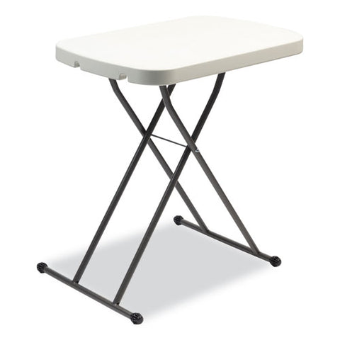 Height-adjustable Personal Folding Table, Rectangular, 25.6" X 17.7" X 19" To 28", White Top, Dark Gray Legs