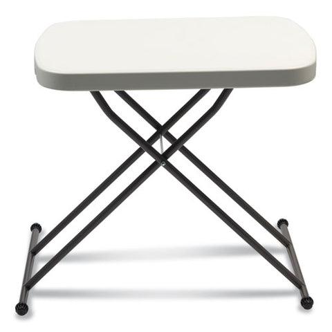 Height-adjustable Personal Folding Table, Rectangular, 25.6" X 17.7" X 19" To 28", White Top, Dark Gray Legs