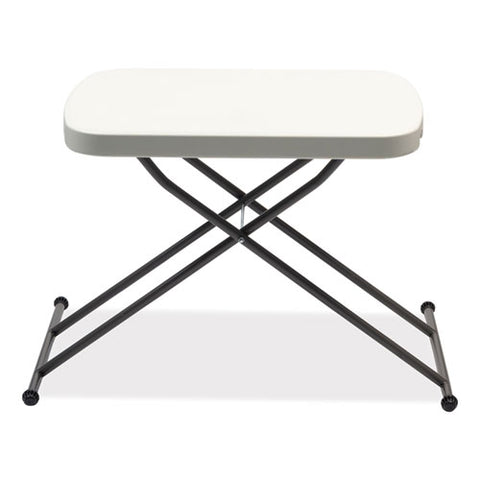 Height-adjustable Personal Folding Table, Rectangular, 25.6" X 17.7" X 19" To 28", White Top, Dark Gray Legs