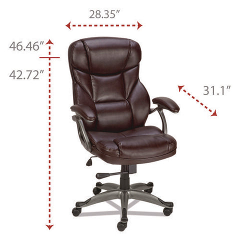 Alera Birns Series High-back Task Chair, Supports Up To 250 Lb, 18.11" To 22.05" Seat Height, Brown Seat/back, Chrome Base