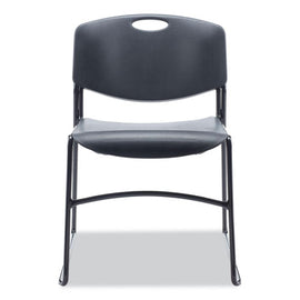 Alera Resin Stacking Chair, Supports Up To 275 Lb, 18.50" Seat Height, Black Seat, Black Back, Black Base, 4/carton
