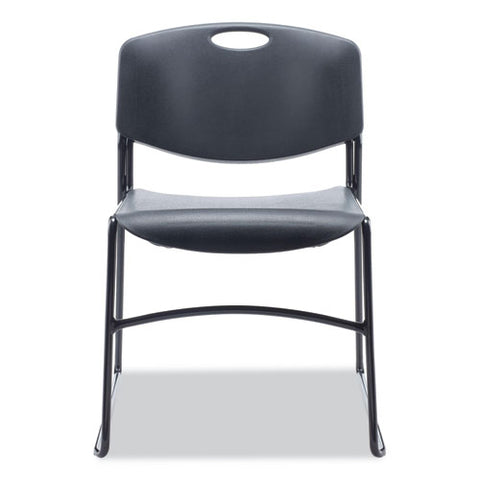 Alera Resin Stacking Chair, Supports Up To 275 Lb, 18.50" Seat Height, Black Seat, Black Back, Black Base, 4/carton