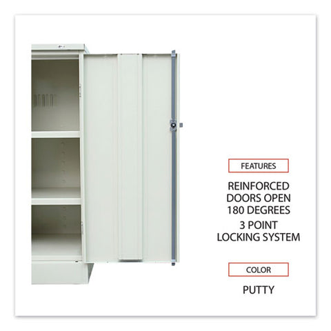 Assembled 42" High Heavy-duty Welded Storage Cabinet, Two Adjustable Shelves, 36w X 18d, Putty