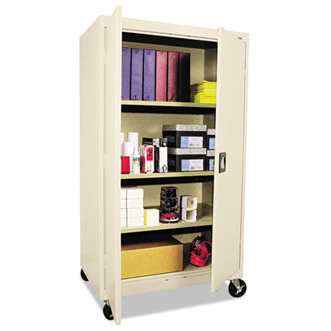 Assembled Mobile Storage Cabinet, With Adjustable Shelves 36w X 24d X 66h, Putty