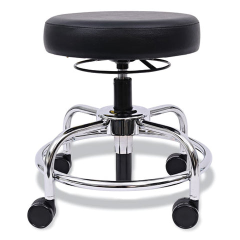 Alera Hl Series Height-adjustable Utility Stool, Backless, Supports Up To 300 Lb, 24" Seat Height, Black Seat, Chrome Base