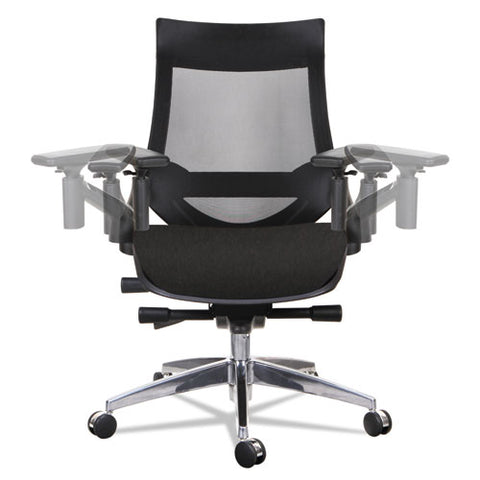 Alera Eb-w Series Pivot Arm Multifunction Mesh Chair, Supports 275 Lb, 18.62" To 22.32" Seat, Black Seat/back, Aluminum Base