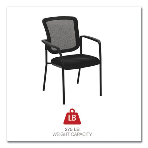 Alera Elusion Series Mesh Back Stacking Guest Chair, 26" X 25.6" X 36.2", Black Seat, Black Back, Black Base