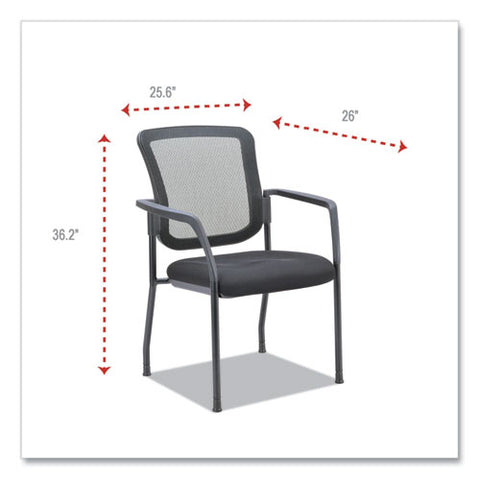 Alera Elusion Series Mesh Back Stacking Guest Chair, 26" X 25.6" X 36.2", Black Seat, Black Back, Black Base