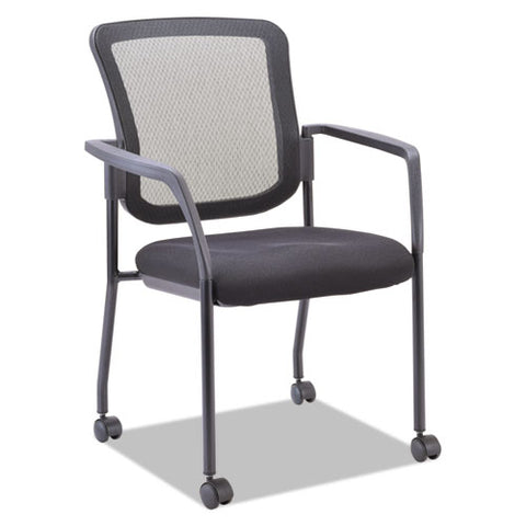 Alera Elusion Series Mesh Back Stacking Guest Chair, 26" X 25.6" X 36.2", Black Seat, Black Back, Black Base