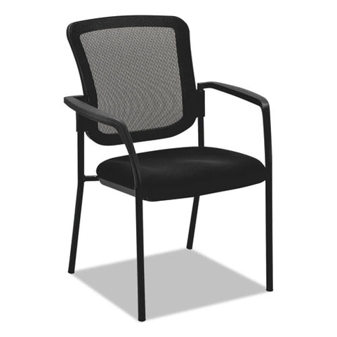 Alera Elusion Series Mesh Back Stacking Guest Chair, 26" X 25.6" X 36.2", Black Seat, Black Back, Black Base