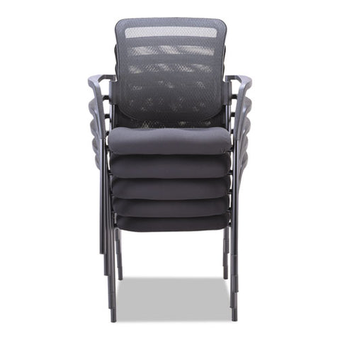 Alera Elusion Series Mesh Back Stacking Guest Chair, 26" X 25.6" X 36.2", Black Seat, Black Back, Black Base