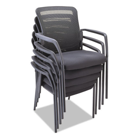 Alera Elusion Series Mesh Back Stacking Guest Chair, 26" X 25.6" X 36.2", Black Seat, Black Back, Black Base