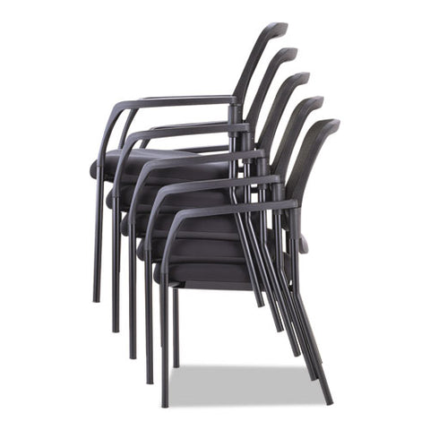 Alera Elusion Series Mesh Back Stacking Guest Chair, 26" X 25.6" X 36.2", Black Seat, Black Back, Black Base