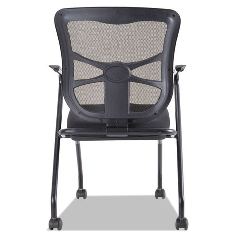 Alera Elusion Mesh Nesting Chairs With Padded Arms, Supports Up To 275 Lb, 18.11" Seat Height, Black, 2/carton