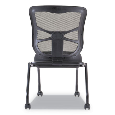 Alera Elusion Mesh Nesting Chairs, Supports Up To 275 Lb, 18.1" Seat Height, Black Seat, Black Back, Black Base, 2/carton