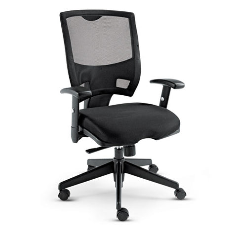 Alera Epoch Series Fabric Mesh Multifunction Chair, Supports Up To 275 Lb, 17.63" To 22.44" Seat Height, Black