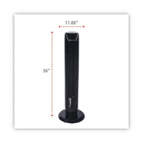 36" 3-speed Oscillating Tower Fan With Remote Control, Plastic, Black