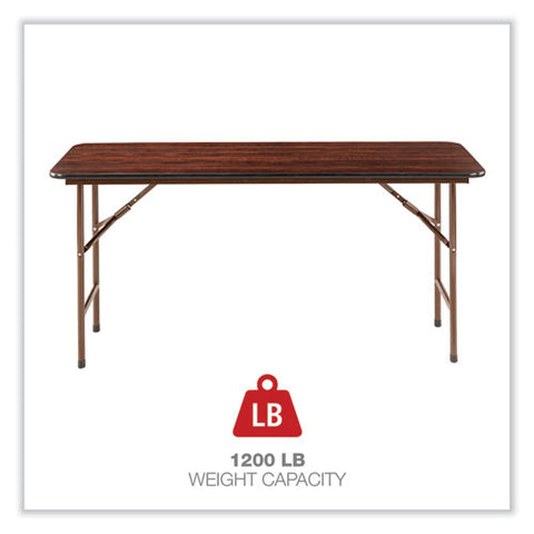 Wood Folding Table, Rectangular, 59.88w X 17.75d X 29.13h, Mahogany