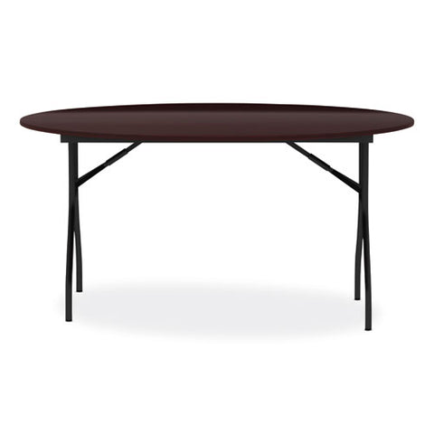 Round Wood Folding Table, 59" Diameter X 29.13h, Mahogany