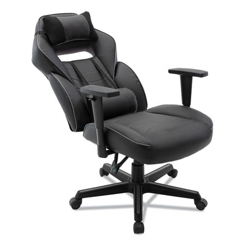 Racing Style Ergonomic Gaming Chair, Supports 275 Lb, 15.91" To 19.8" Seat Height, Black/gray Trim Seat/back, Black/gray Base