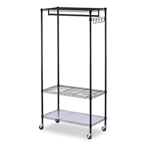 Wire Shelving Garment Rack, 30 Garments, 36w X 18d X 75h, Black