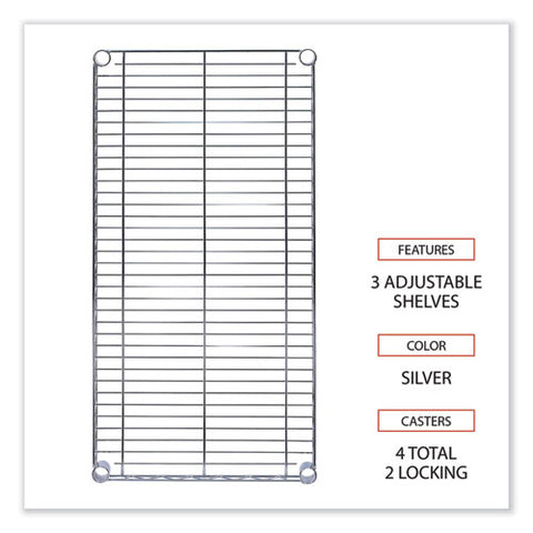 Wire Shelving Garment Rack, 30 Garments, 36w X 18d X 75h, Silver