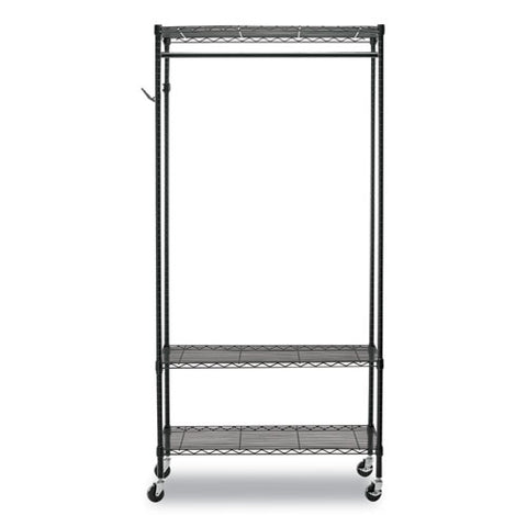 Wire Shelving Garment Rack, 40 Garments, 48w X 18d X 75h, Black