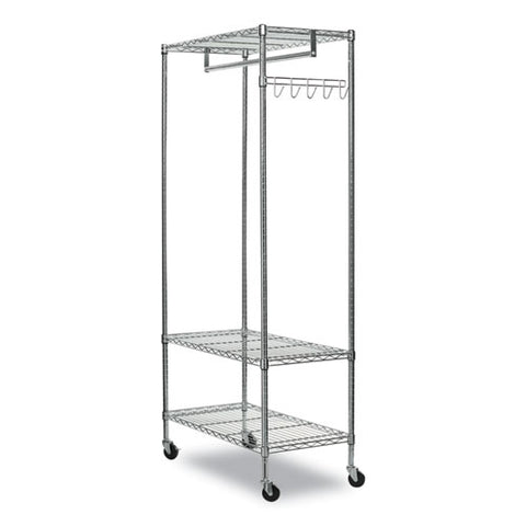 Wire Shelving Garment Rack, 40 Garments, 48w X 18d X 75h, Silver