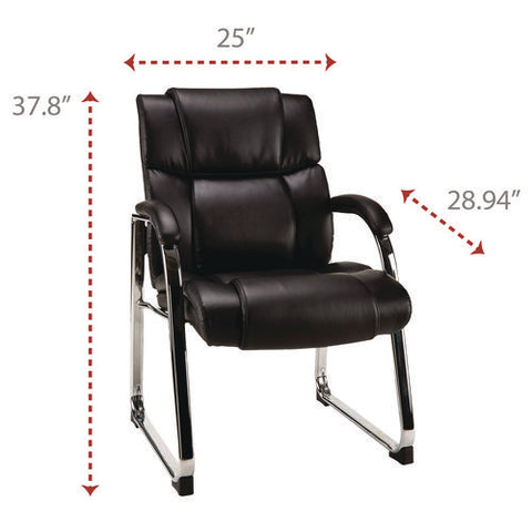 Alera Hildred Series Guest Chair, 25" X 28.94" X 37.8", Black Seat, Black Back, Chrome Base