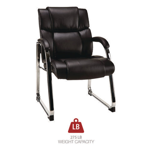 Alera Hildred Series Guest Chair, 25" X 28.94" X 37.8", Black Seat, Black Back, Chrome Base