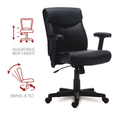 Alera Harthope Leather Task Chair, Supports Up To 275 Lb, Black Seat/back, Black Base