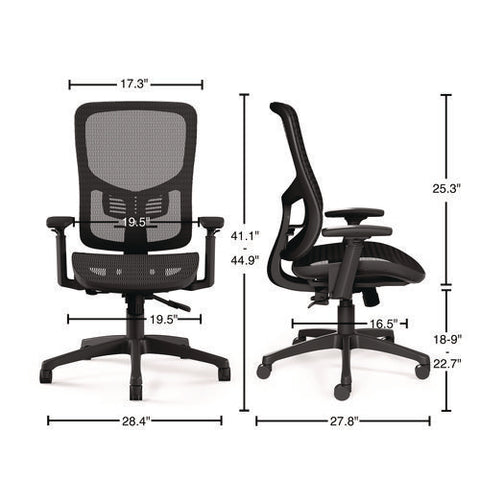 Hollins Ergonomic Mesh Swivel Task Chair, Supports Up To 275 Lb, 18.57 To 22.54 Seat Height, Black Seat/back, Black Base