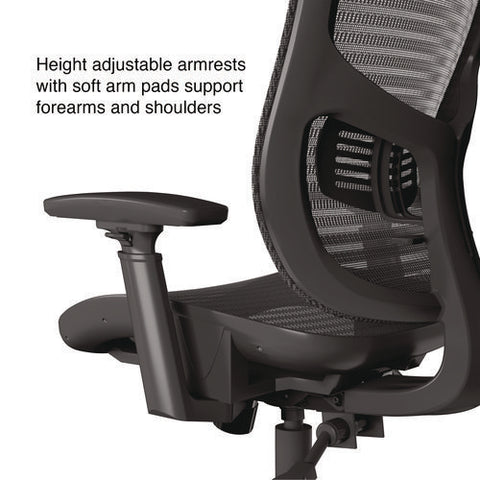 Hollins Ergonomic Mesh Swivel Task Chair, Supports Up To 275 Lb, 18.57 To 22.54 Seat Height, Black Seat/back, Black Base