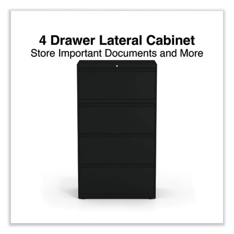 Lateral File, 4 Legal/letter-size File Drawers, Black, 30" X 18.63" X 52.5"