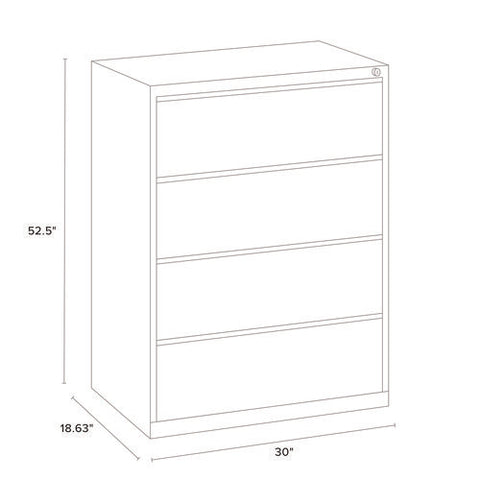 Lateral File, 4 Legal/letter-size File Drawers, Light Gray, 30" X 18.62" X 52.5"