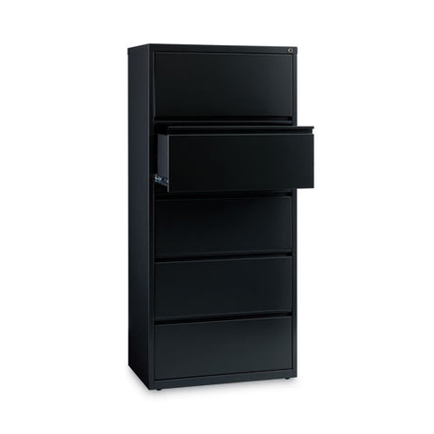 Lateral File, Five Legal/letter/a4-size File Drawers, 30" X 18.62" X 67.62", Black