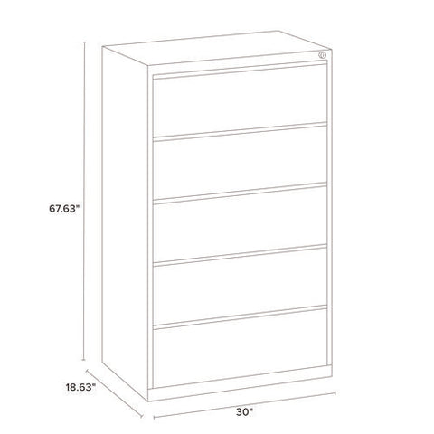 Lateral File, 5 Legal/letter-size File Drawers, Light Gray, 30" X 18.62" X 67.62"