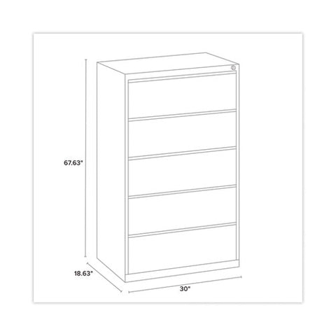 Lateral File, Five Legal/letter/a4-size File Drawers, 30" X 18.62" X 67.62", Putty