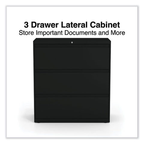 Lateral File, 3 Legal/letter/a4/a5-size File Drawers, Black, 36" X 18.63" X 40.25"